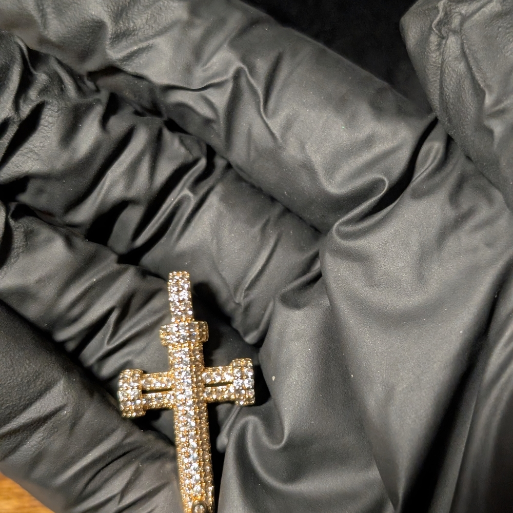 Gold Cross Pendant with Crystals